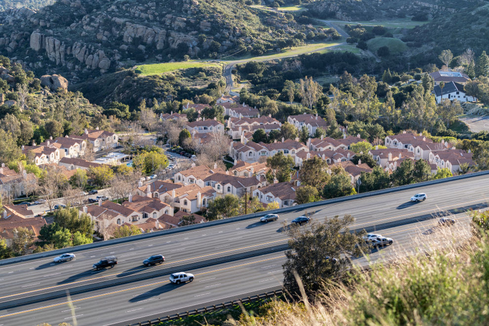 Aerial View Of Neighborhood In Chatsworth CA 