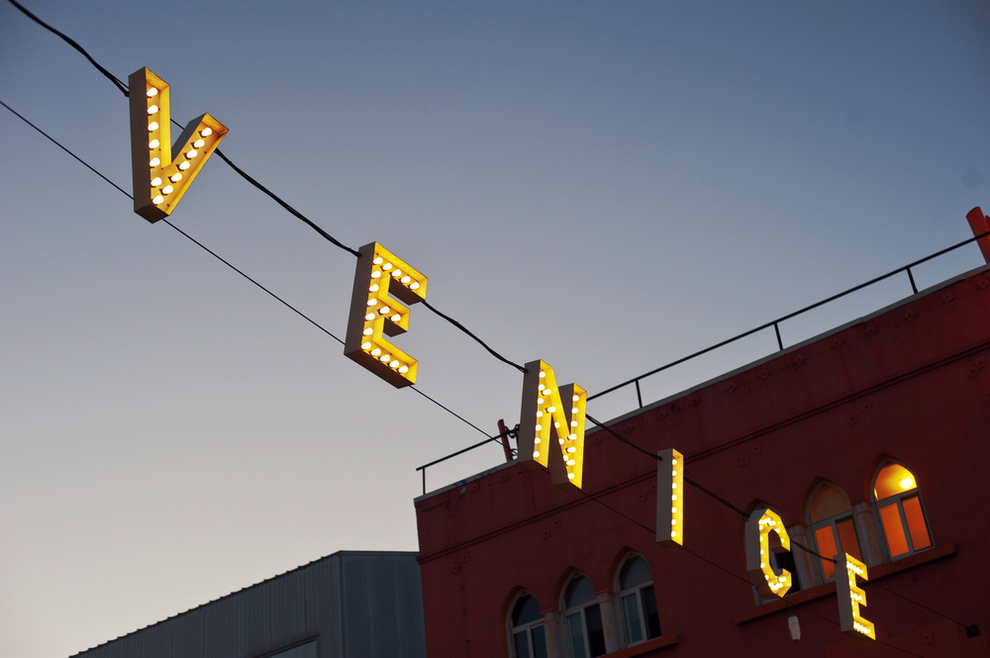 Venice CA Sign at Night